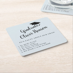 Fun Fact about Graduate Simple Graduation Party  Square Paper Coaster