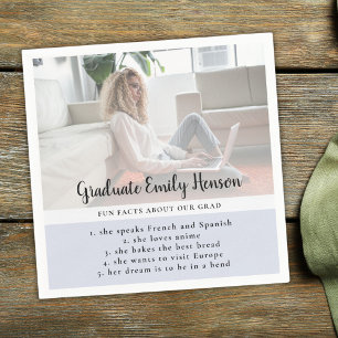 Fun Fact Blue Graduate Photo Graduation Party Napkin