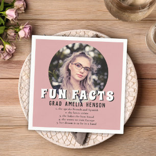 Fun Fact Dusty Pink Graduate Photo Graduation Napkin