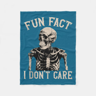 Fun Fact I Don’t Care Skull Funny Sarcastic Quote  Fleece Blanket