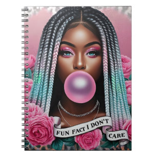 Fun Fact I Don't Care Black Woman Melanin Sista Notebook