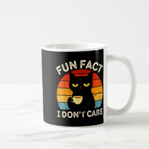 Fun Fact I Don't Care Funny Black Cat Saying Quote Coffee Mug