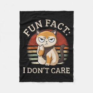 Fun Fact I Don't Care - Funny Kitten Fact I Dont C Fleece Blanket