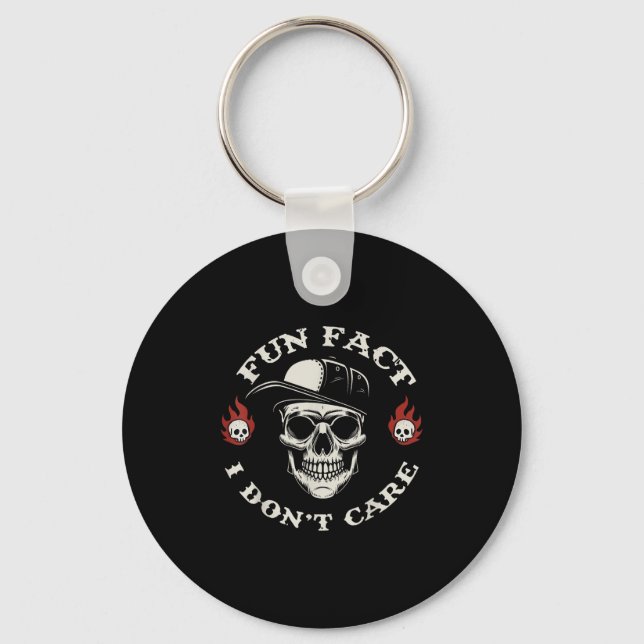 Fun Fact I Don't Care Funny Skeleton Sarcastic Adu Key Ring (Front)