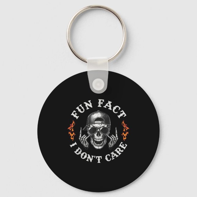 Fun Fact I Don't Care Funny Skeleton Sarcastic Adu Key Ring (Front)