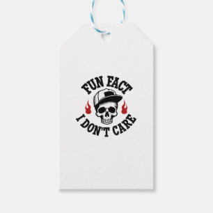 Fun Fact I Don't Care Funny Skeleton Saying (2) Gift Tags