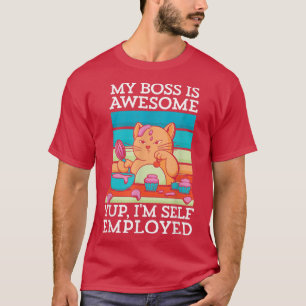 Fun Fact My Boss Is Awesome Im Self Employed Cat B T-Shirt
