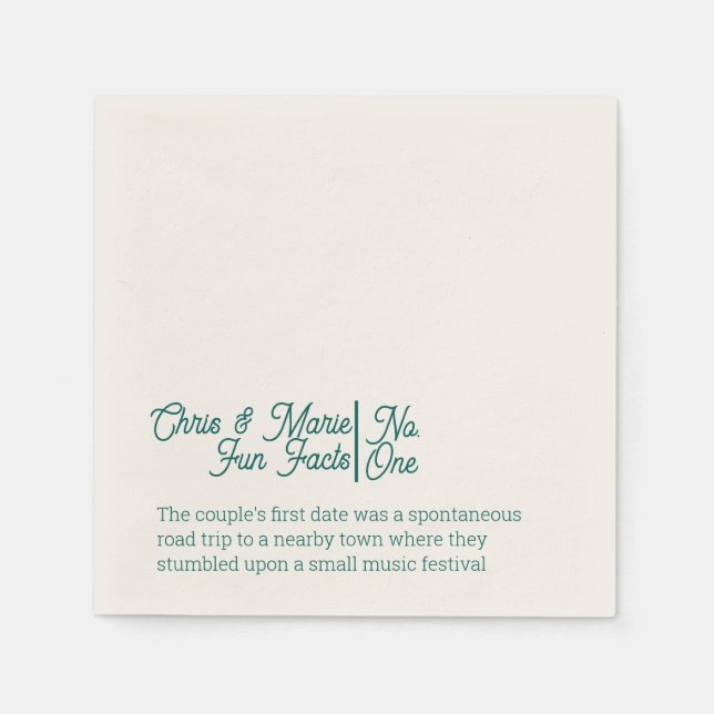 Fun Fact Napkin Green Wedding cocktail hour (Front)