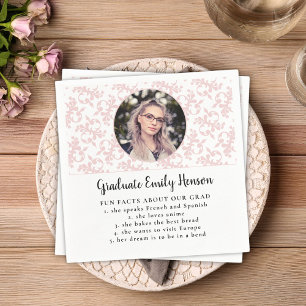 Fun Fact Pink Rococo Graduate Photo Graduation  Na Napkin