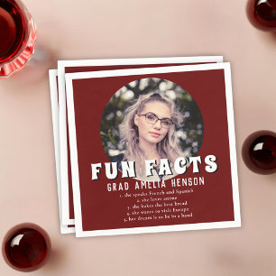 Fun Fact Red Graduate Photo Graduation Napkin