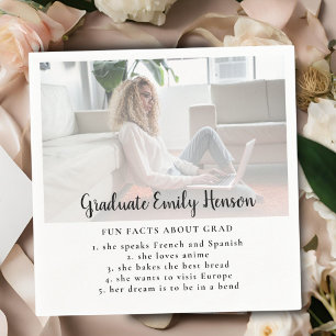 Fun Fact Simple Graduate Photo Graduation Party Napkin