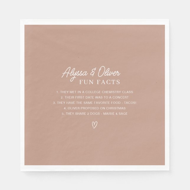 Fun Facts About The Couple Wedding Napkin (Front)