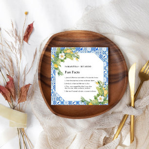 Fun Facts About The Newlyweds lemon wedding Napkin