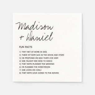 Fun Facts About The Newlyweds Modern Wedding Napkin