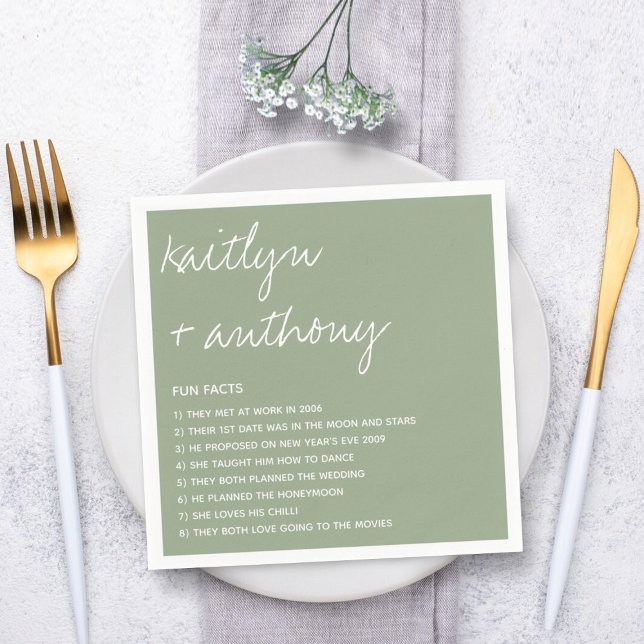 Fun Facts About The Newlyweds Modern Wedding Napkin (Creator Uploaded)