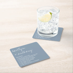 Fun Facts About The Newlyweds Modern Wedding Square Paper Coaster