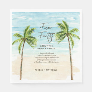 Fun Facts Beach Wedding Bridal Shower Napkins