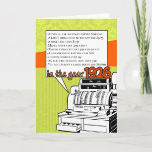 Fun Facts Birthday – Cost of Living in 1926 Card