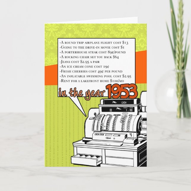 Fun Facts Birthday – Cost of Living in 1953 Card (Front)