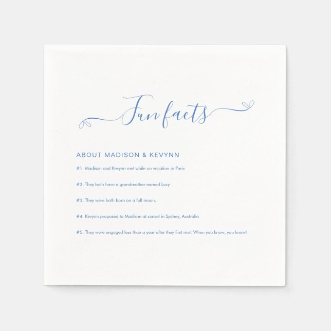 Fun Facts | Blue Wedding Napkins (Front)