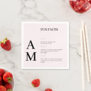  Fun Facts Bold Black Typography Blush Wedding Napkin