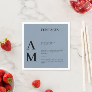 Fun Facts Bold Typography Dusty Blue Wedding Napkin