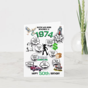 Fun Facts Born in 1974 Folded Birthday Invitation
