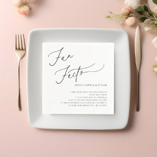Fun Facts Calligraphy Wedding White Napkin