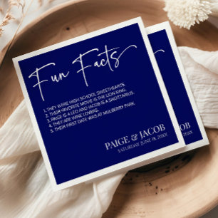 Fun Facts Dark Navy White Classic Minimal Wedding Napkin