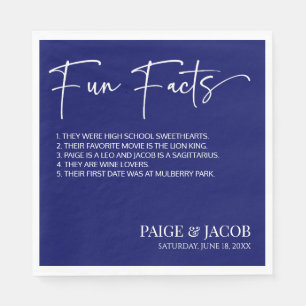 Fun Facts Dark Navy White Classic Minimal Wedding Napkin