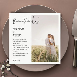 Fun Facts Elegant Photo Collage Modern Wedding Napkin