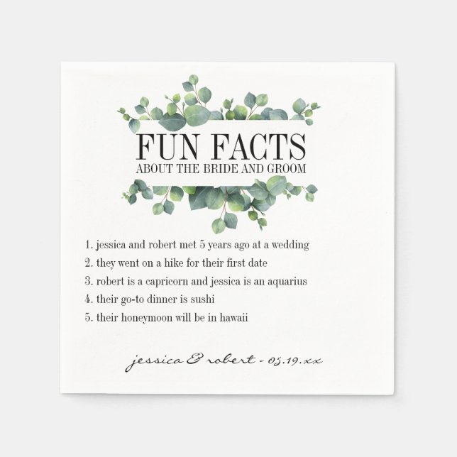 Fun Facts Eucalyptus Foliage Personalised Napkin (Front)
