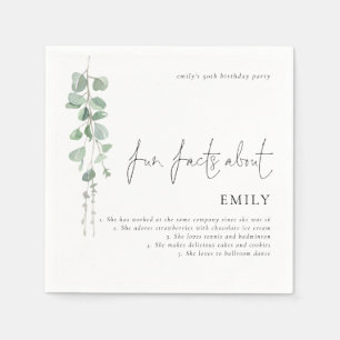 Fun Facts Eucalyptus Script 50th Birthday Party Napkin