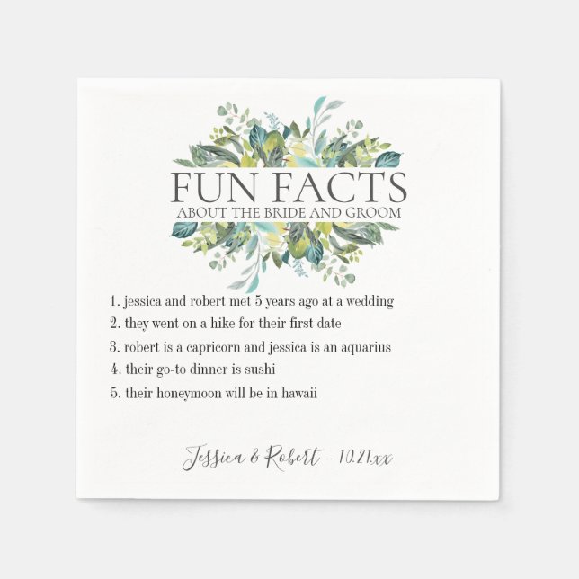Fun Facts Garden Foliage Personalised Napkin (Front)