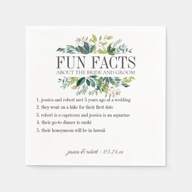 Fun Facts Garden Greenery Personalised Napkin (Front)