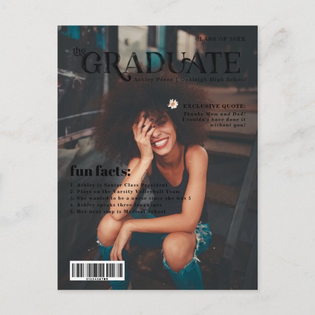 Fun Facts | Graduate Magazine Cover Photo  Announc Announcement Postcard (Front)