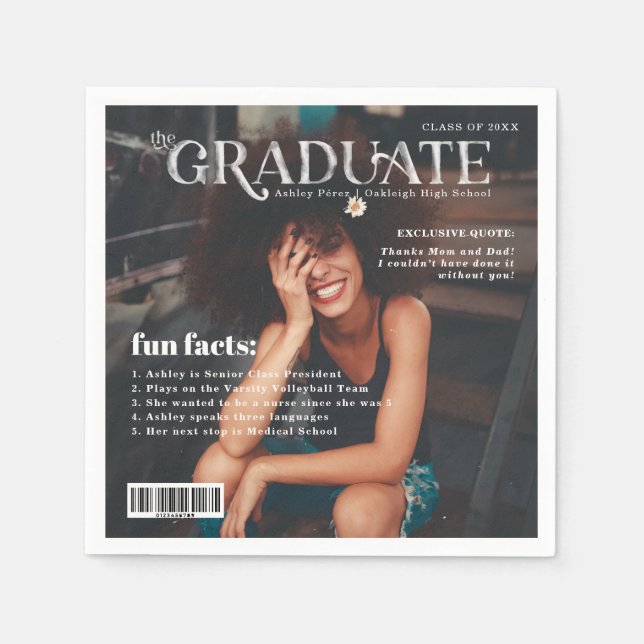 Fun Facts | Graduate Magazine Cover Photo Napkin (Front)
