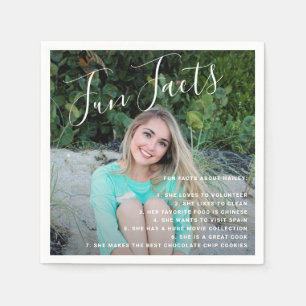 Fun Facts Graduation Photo Simple Handwritten Napk Napkin
