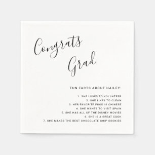 Fun Facts Graduation Simple Handwritten Napkin