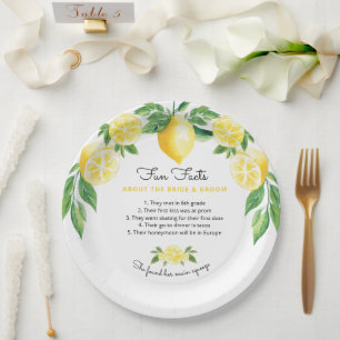 Fun Facts Lemon Bridal Shower Paper Plates