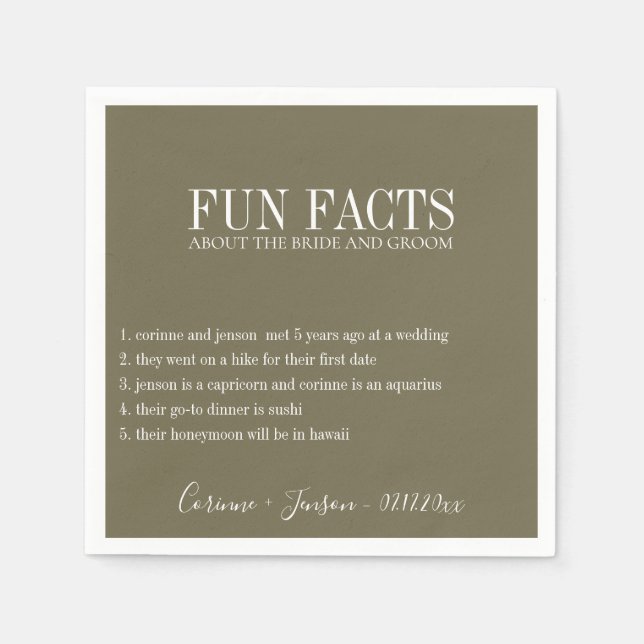 Fun Facts Martini Olive Personalised Napkin (Front)