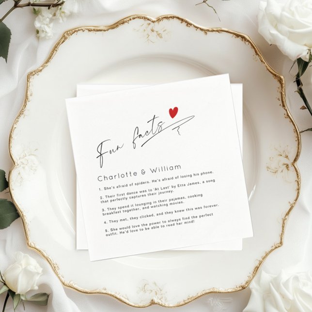 Fun Facts minimalist Modern Script wedding Napkin (Creator Uploaded)