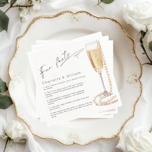 Fun Facts minimalist Pearls and Prosecco Bridal Napkin