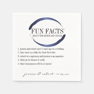 Fun Facts Modern Blue Brush Strokes Personalised Napkin