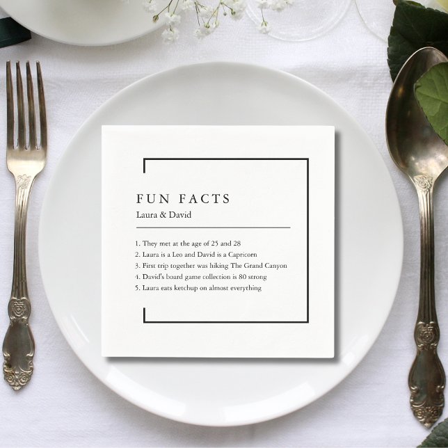 Fun Facts Modern Chic Minimalist Wedding Napkin (Creator Uploaded)