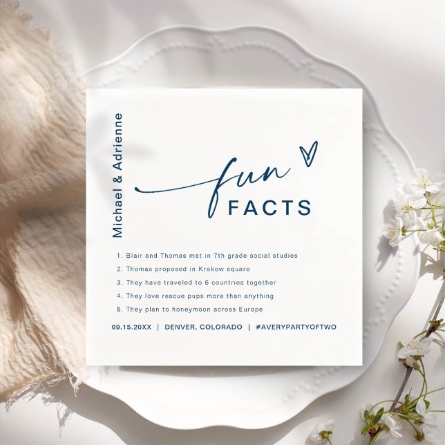 Fun Facts Modern Chic Minimalist Wedding Napkins (Creator Uploaded)
