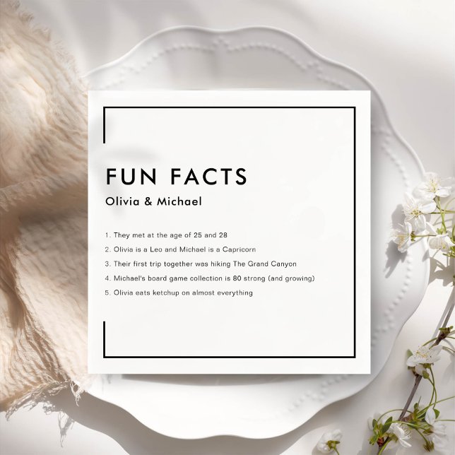 Fun Facts Modern Chic Minimalist Wedding Napkins (Creator Uploaded)