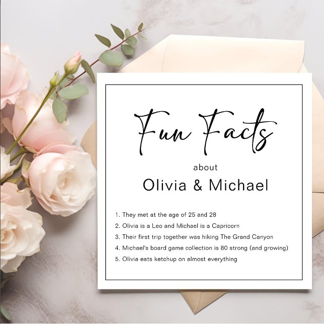 Fun Facts Modern Chic Minimalist Wedding Napkins (Creator Uploaded)