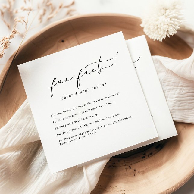 Fun Facts Modern Elegant Calligraphy Wedding   Napkin (Creator Uploaded)