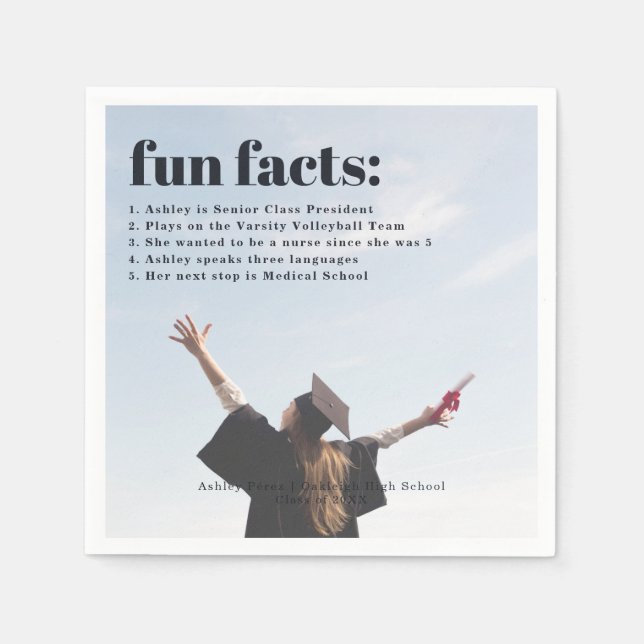 Fun Facts | Modern Simple Photo Overlay Napkins (Front)